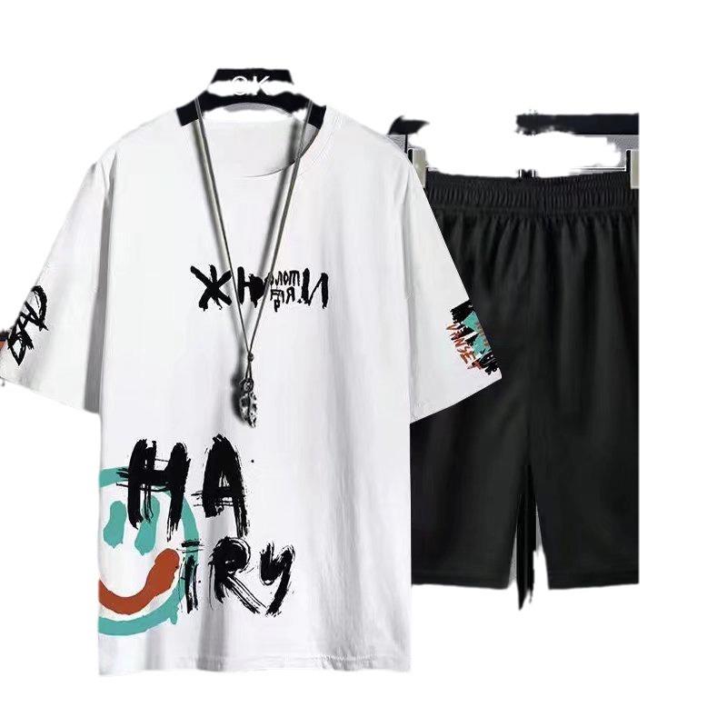 Men's Summer Ice Silk Casual Sports Suit - Short-Sleeved Shirt & Shorts Set