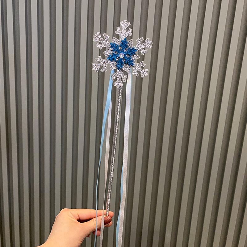 Ice and Snow Princess Hair Accessory Set: Magic Wand, Long Veil, Crown Headband, and Jewelry Gift for Girls