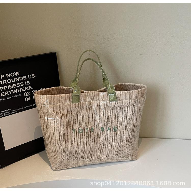 Ручная плетеная сумка женская 2025 лето новая мода повседневная большая вместимость соломенная сумка для поездок на работу сумка через плечо