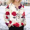 Women's Fashion Valentine's Day Printed Long Sleeve Cardigan Button Jacket