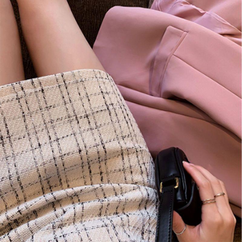 Осень и зима Маленькая ароматная юбка в клетку с завышенной талией, универсальная юбка-трапеция, короткая юбка с облегающими ягодицами для женщин