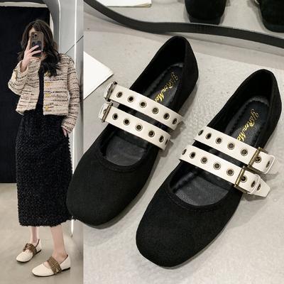 Обувь женская 2024 года с круглым носком и неглубоким вырезом, повседневные женские кроссовки, осенние туфли на плоской подошве, новые квадратные туфли на осень, ретро, летнее платье из искусственной кожи, Мэри Джейн, La