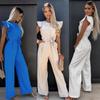 2023 Summer European & American Women's Casual Ruffle Tie Jumpsuit