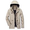 Осенняя мужская куртка средней и длинной длины и шапка, повседневная куртка большого размера с несколькими карманами