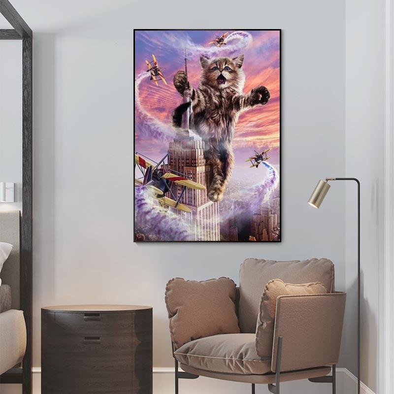 Абстрактное искусство Милые постеры и принты с котом из Мьянмы Картины на холсте Настенные картины для спальни Гостиная Украшения дома