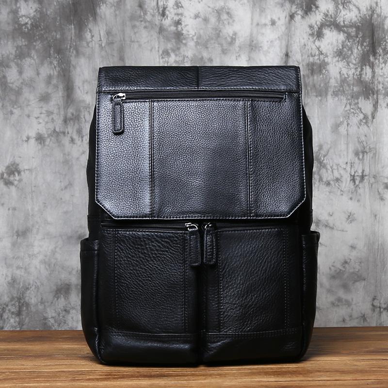 NZPJ Vintage Genuine Leather Men's Backpack Top Layer Cowhide Casual Backpack 16 "Laptop Bag Large Capacity Outdoor Travel Bag