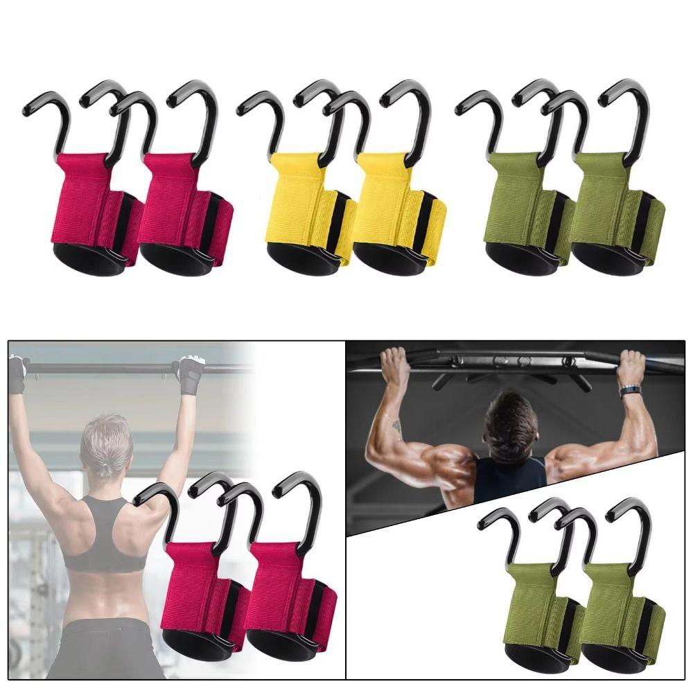 1 pair Pull-up Weight Lifting Grip Hook Adjustable Steel Hook Grips Strap Weightlifting