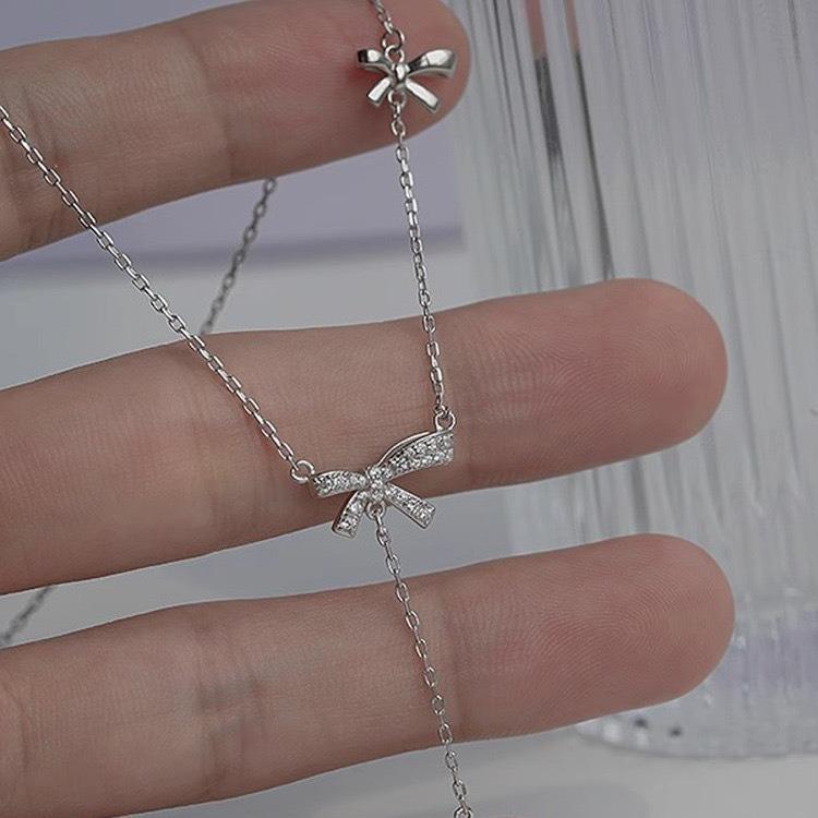 Ожерелье с кисточками и бантом, женское, легкое, роскошное, нишевое, цепочка на ключицу, универсальная, модная бижутерия