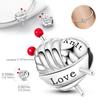 Charms Copper Woven Wool Ball Heart-Shaped Beads Fit Charms Plata Original Bracelet Beads Women Jewellery Making Diy