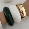 Ingemark 3 Styles Exaggerated Resin Acrylic Thick Wide Bangles for Women Vintage Irregular Spring Bracelets Steampunk Jewelry