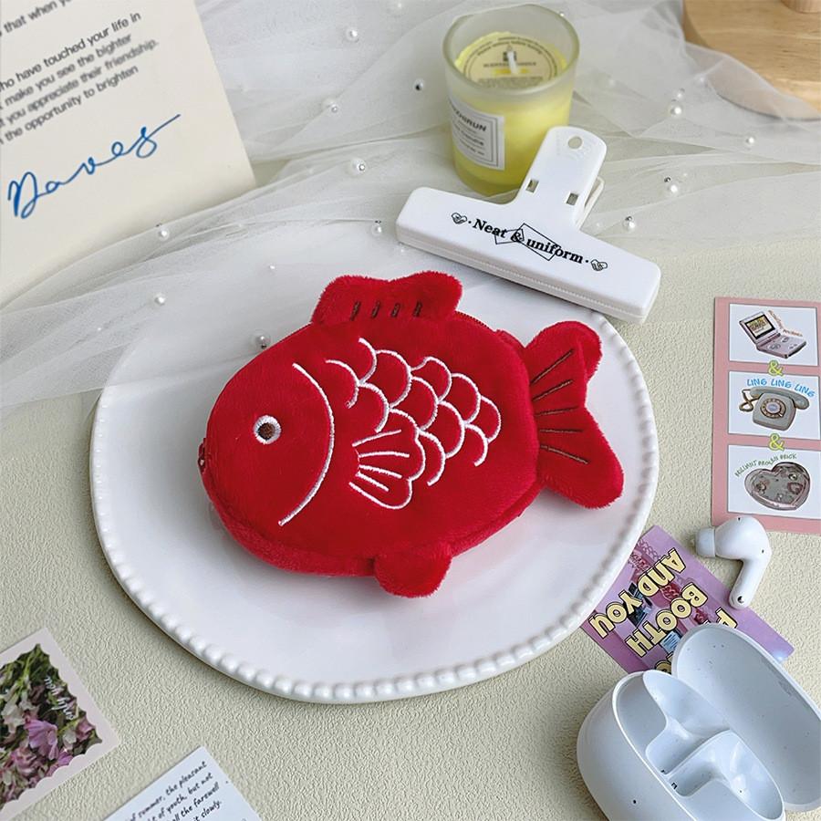 Koi Fish Plush Coin Purse With Data Cable Earphone Storage For Kids And Teens