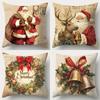 Christmas Decoration Pillowcase Vintage Retro Style Santa Claus Pillow Cover Sofa Cushion Suite Room Home Decoration