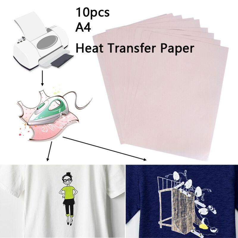 10pcs/set A4 Heat-Press Transfer Paper T-Shirt Iron-on Fabric Inkjet Printer Mug