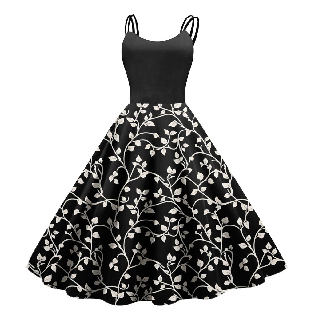 Women's Casual Fashion Print Sexy Off Shoulder Punk Retro Dress Retro Dress Dress