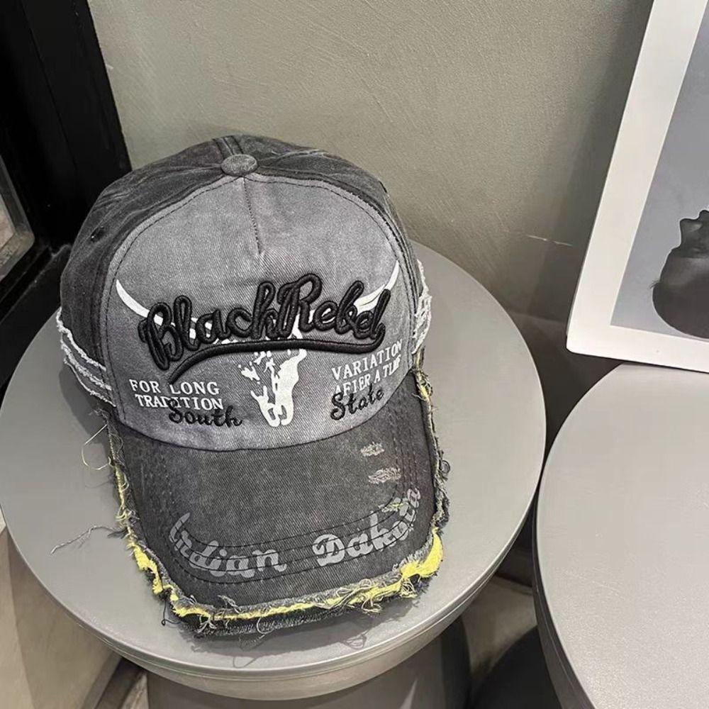 Sunscreen Letter Embroidery Peaked Cap Adjustable Punk Sun Cap Casual Washed Baseball Hat Women