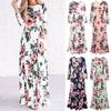 Elegant Summer Floral Print Long Sleeve Dress For Women In White Pink Green And Navy Blue