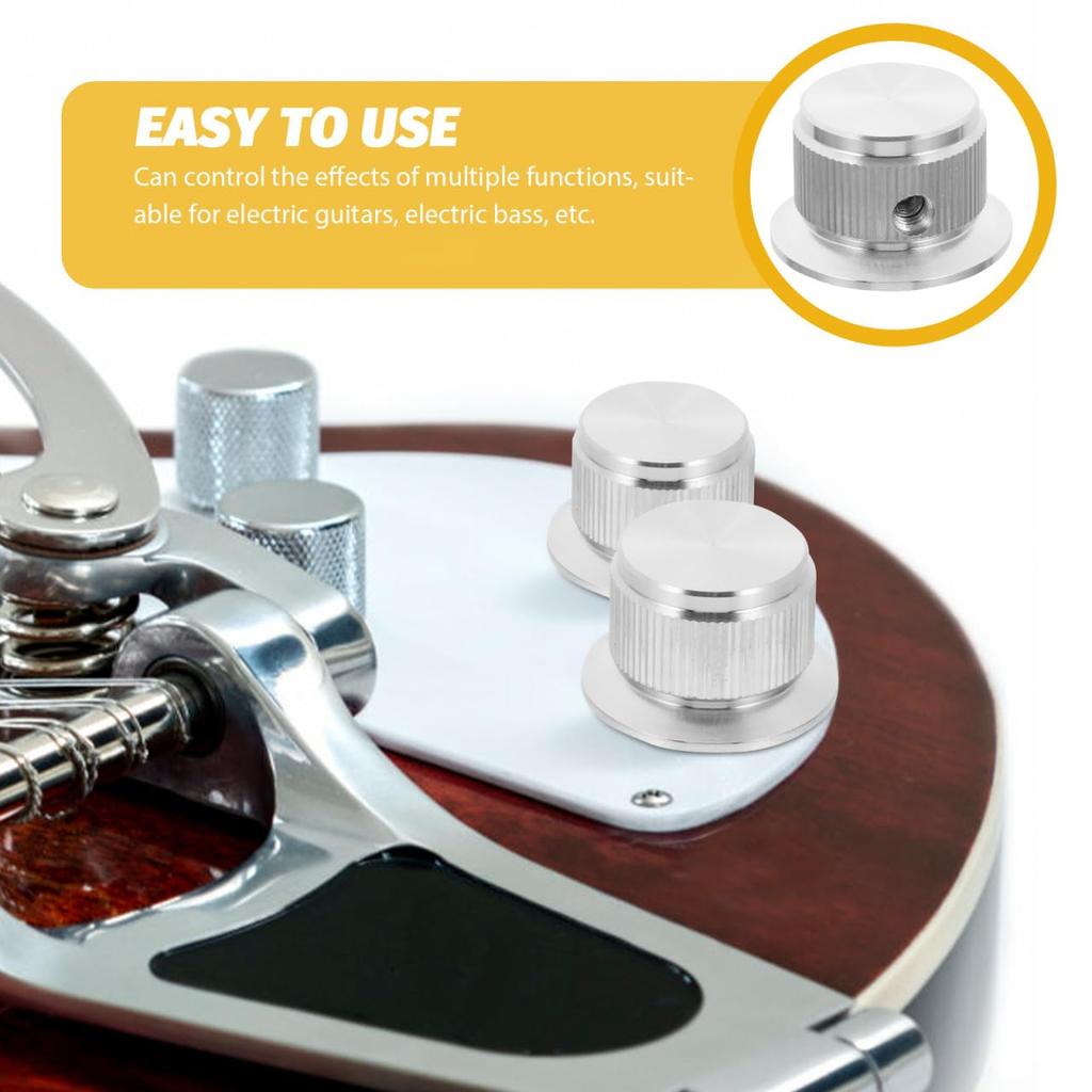 ERINGOGO Ручка громкости для гитары Алюминиевый сплав Прочная Сменная ручка потенциометра DIY Совместимая для аудиоусилителя Серебристая