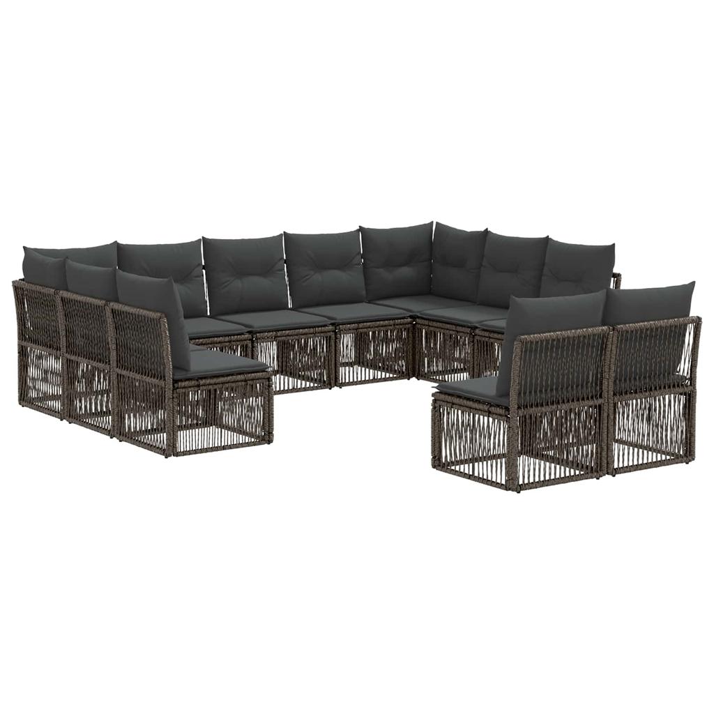Garden Sofa Set 11 pcs Grey Poly Rattan