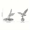 1pc Silver Eagle Shaped Car Ornament with Waterproof Self-adhesive and Rustproof Engine Hood Eagle Stand, Chrome Plated Car Decoration