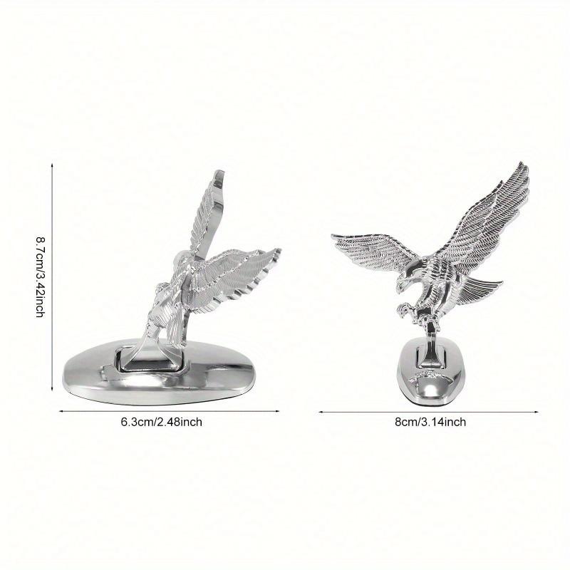1pc Silver Eagle Shaped Car Ornament with Waterproof Self-adhesive and Rustproof Engine Hood Eagle Stand, Chrome Plated Car Decoration