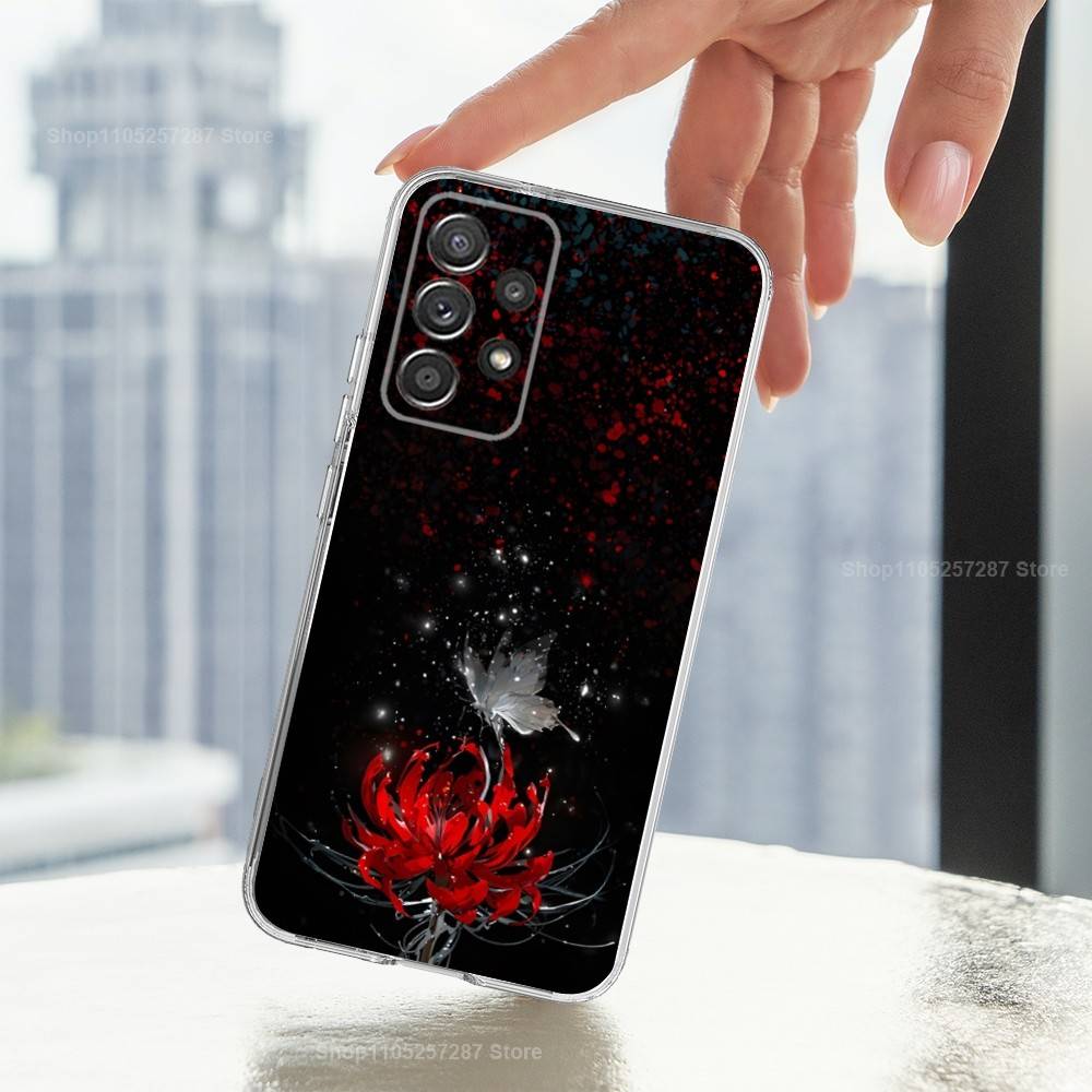 Чехол для телефона 'Красный паук' с цветком лилии для Samsung Ultra, FE, A30, 71, 51, S9, 10, 20, Lite, S22, 23, 21, Plus, Прозрачный, Силиконовый