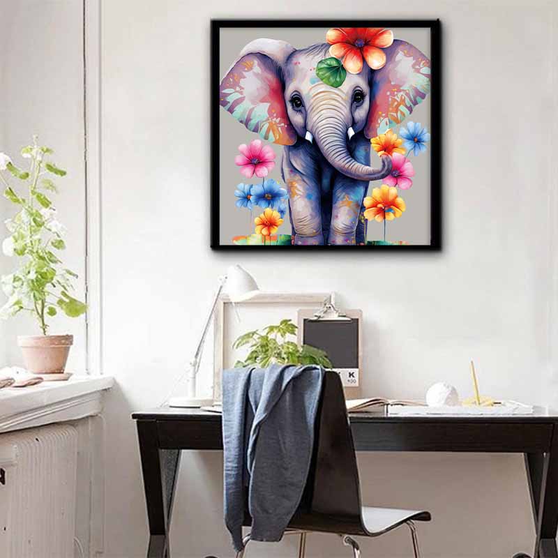 New Arrival 5D DIY Full Circle Diamond Painting "Colorful Flower Elephant" Embroidery Cross Stitch Home Decor Gift