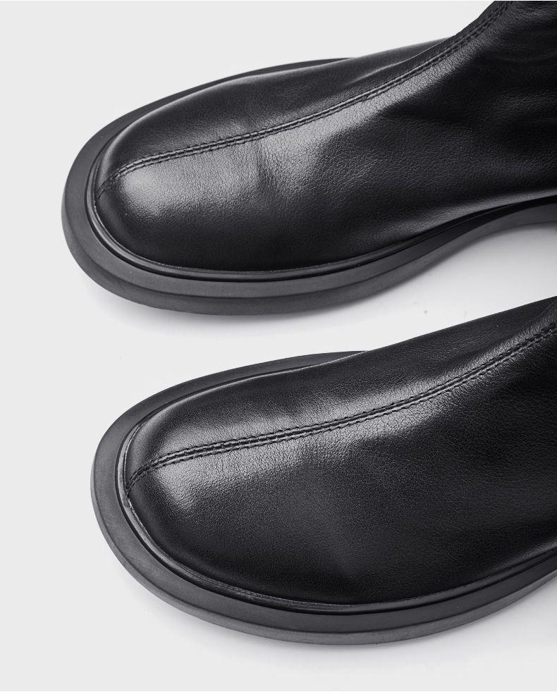 Men's Genuine Leather Martin Mid-Cut Casual Boots with Velvet Lining - Trendy All-Match Design for Spring and Autumn