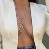 Изысканная Роскошная Изогнутая Стразами Любовь Грудь Подушечка Мода Блестящая Изумрудная Сексуальная Цепь на Грудь Цепь на Тело