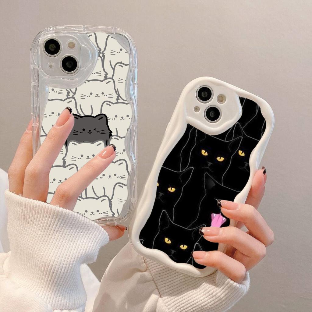 LZ7 Cartoon Cat Cute Clear Soft Wave Phone Cases for Xiaomi 11 Lite Redmi Note 13 12 8 Pro 9 12C A3 Infinix Smart 8 Tecno Protection Back Cover
