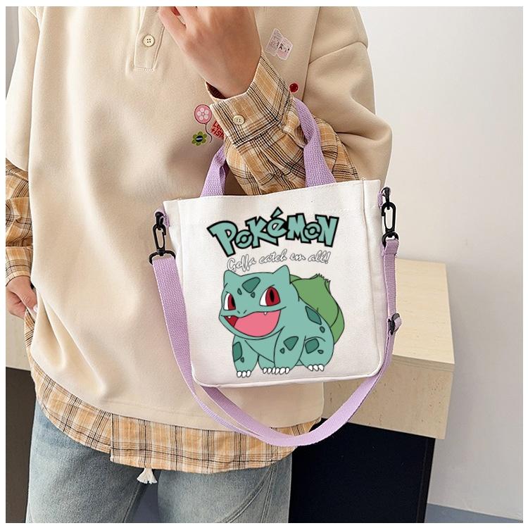 Канвасная сумка через плечо Pokemon с принтом в виде мультяшного Пикачу, модная портативная сумка для путешествий, покупок, хранения, большая вместимость