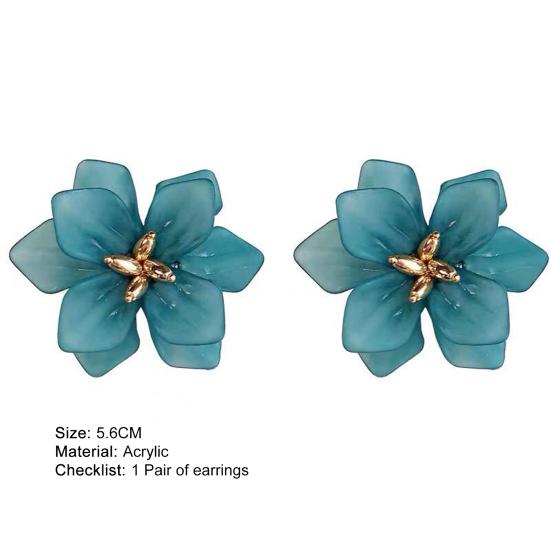 1 пара элегантных серег с преувеличенным темпераментом, акриловые серьги-клипсы в винтажном стиле с цветком, ювелирный аксессуар