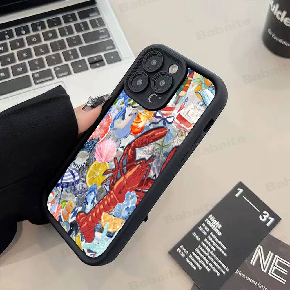 Милые Морские Жители, Крабы, Лобстеры TPU Чехол Для Телефона Для Iphone 17 16 15 14 13 12 11 Pro Max Plus Чехол