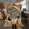 Gorgeous Jaguar Panda Zebra Print Flannel Blanket,High quality Comfortable for All Seasons,Home Decor,Warmth and Comfort,Perfect for Christmas Gifts