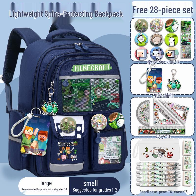 Minecraft School Backpack for Boys, Grades 3-6: Large Capacity, Lightweight, Reduces Burden