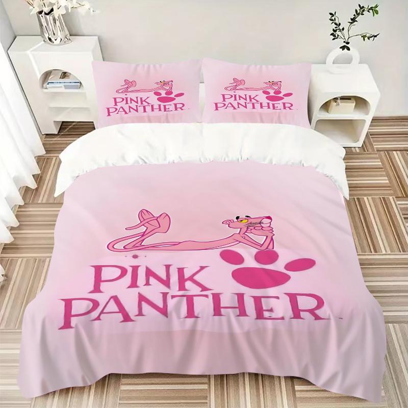 3Pcs Pink Panther Logo Bedding Sets For All Sizes New 3D Printed Bed Cover Comforter Duvet Cover Pillowcase Bedroom Decoration