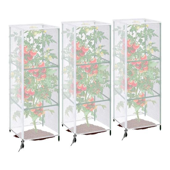 Садовая сетка, укрытие для растений, квадратное укрытие для томатной клетки, дышащая сетка, сетка-барьер от насекомых и птиц с молнией и шнурком для защиты растений