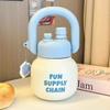 Plastic Portable Drink Bottle With Straw Transparent Bottle Creative Kids Water Sippy Cup  Outdoor