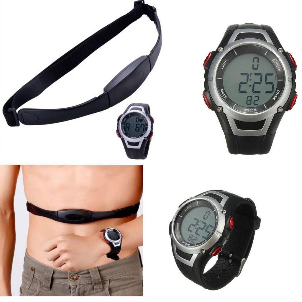 Спортивные цифровые часы с пульсометром и беспроводным нагрудным ремнем, водонепроницаемые