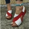 Women's Platform Color Block Gladiator Sandals Chunky Sole Velcro Open Toe Beach Slides