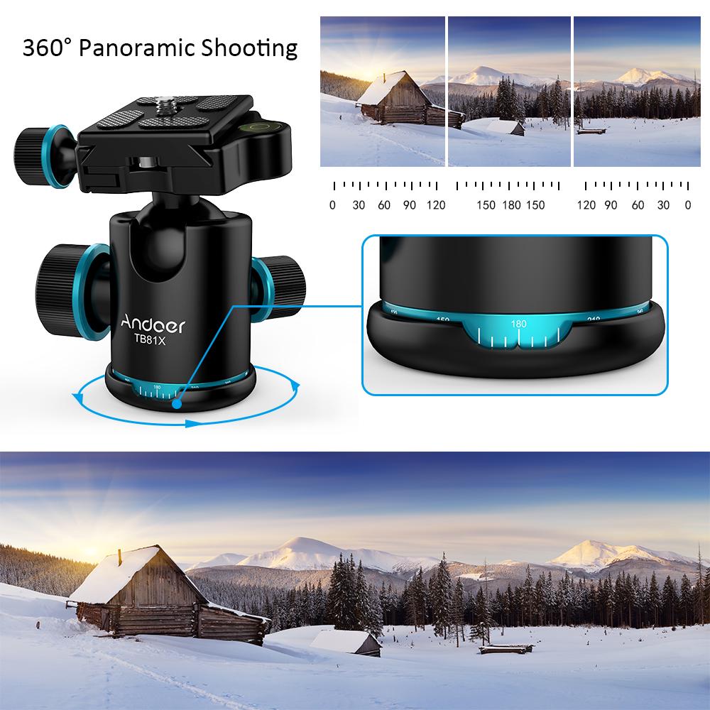 Шаровая Головка Штатива Andoer Tb81x 360 Градусов Вращающаяся Панорамная Шаровая Головка Для Штатива Монопода Слайдера Зеркальной Камеры