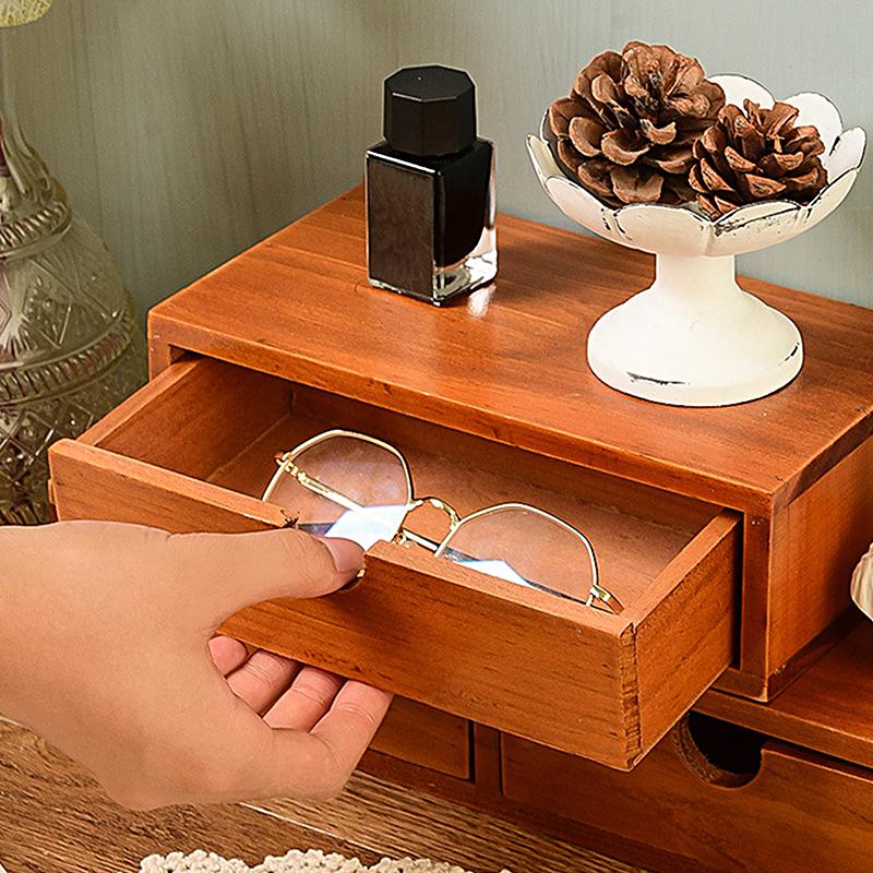 1 Set Wooden Jewelry Storage Cabinet Desktop Sundries Finishing Storage Box Dresser