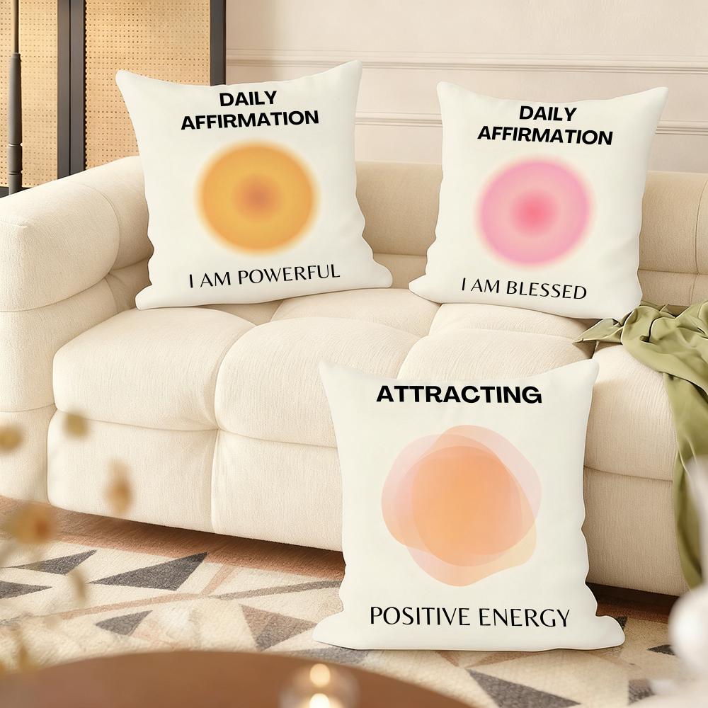 Daily Affirmations Cushion Cover Soft Plush Throw Pillow Cover DoubleSided Printed Cushion Case Cozy Sofa Home Decor