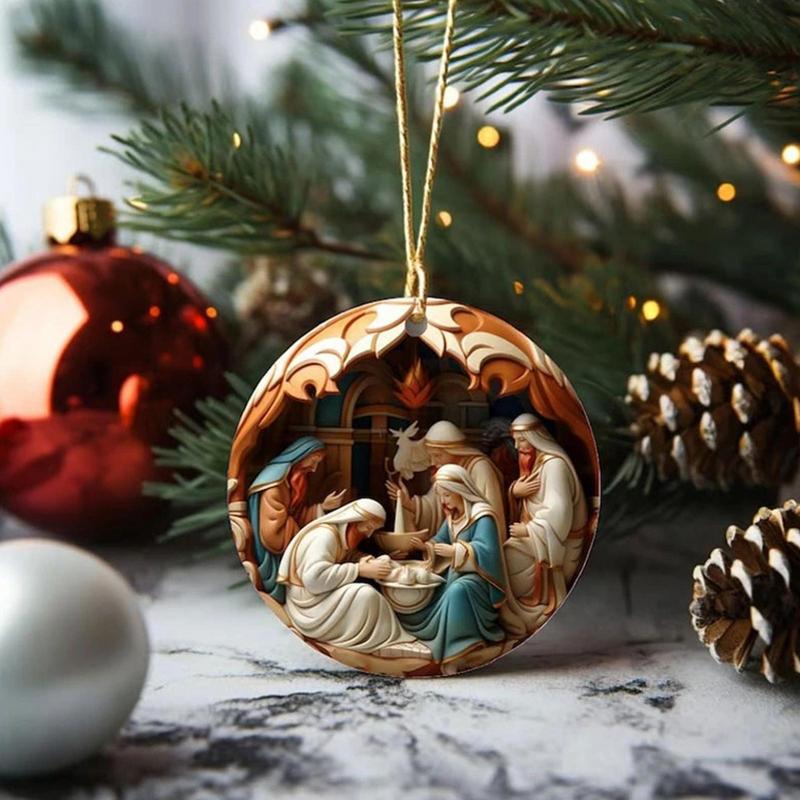 12pcs/set Christmas Nativity Ornament New Year Tree Decoration Nativity Easter Home Decor Christmas Navidad Hanging for Party