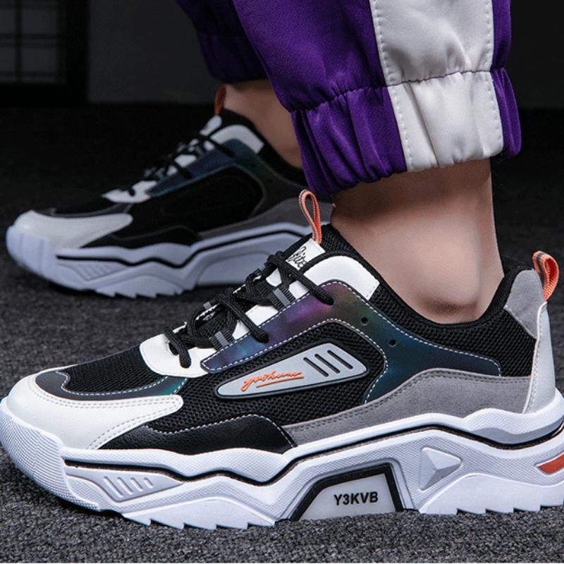 Мужская обувь, новые летние дышащие сетчатые спортивные и развлекательные туфли, увеличивающие рост, на шнуровке, с толстой подошвой, легкие теннисные туфли для мужчин