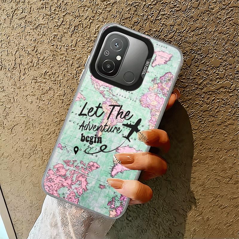 Travel Map Artistic Pattern Shockproof Phone Case for Xiaomi Poco X7 X6 X5 X3 Pro F7 Ultra M8 Redmi 15C 15 14C 13C 12C 10C 13 12