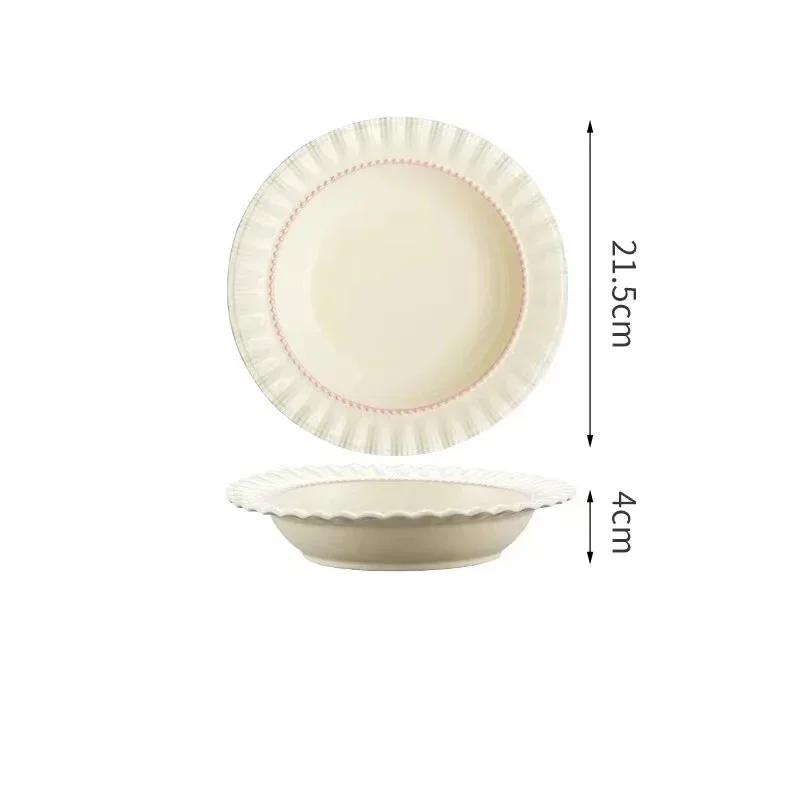 Круглая керамическая тарелка во французском стиле, легкая, роскошная, для ресторана, паста, обеденные тарелки, десертная тарелка для послеобеденного чая, изысканная столовая посуда