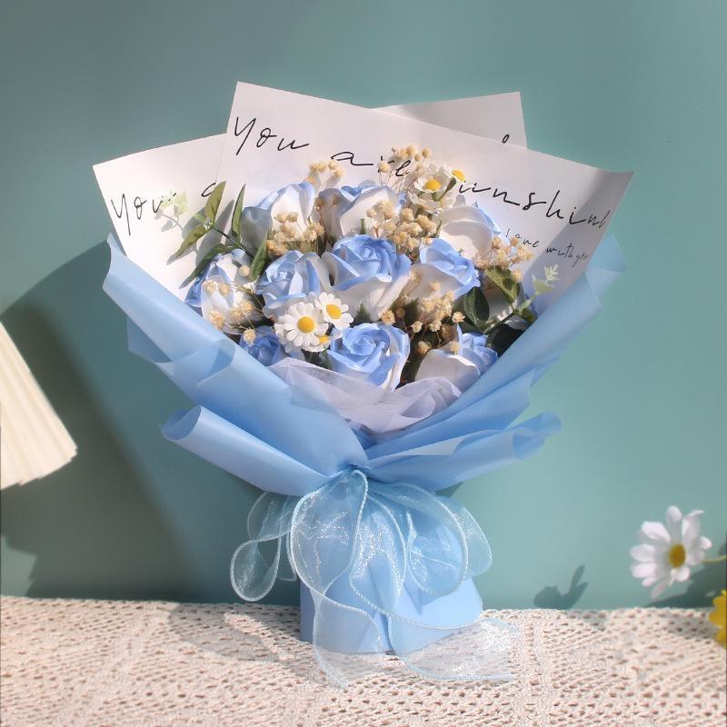 Букет из мыльных роз Искусственные свадебные цветы Подарок на День матери Букет на выпускной с упаковочным пакетом Подарок на День святого Валентина LS