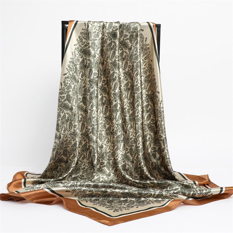 90 * 90cm New Silk Scarf Women'S Spring And Summer Decorative Scarf Sunscreen Travel Shawl Autumn And Winter Scarf Thin Edition