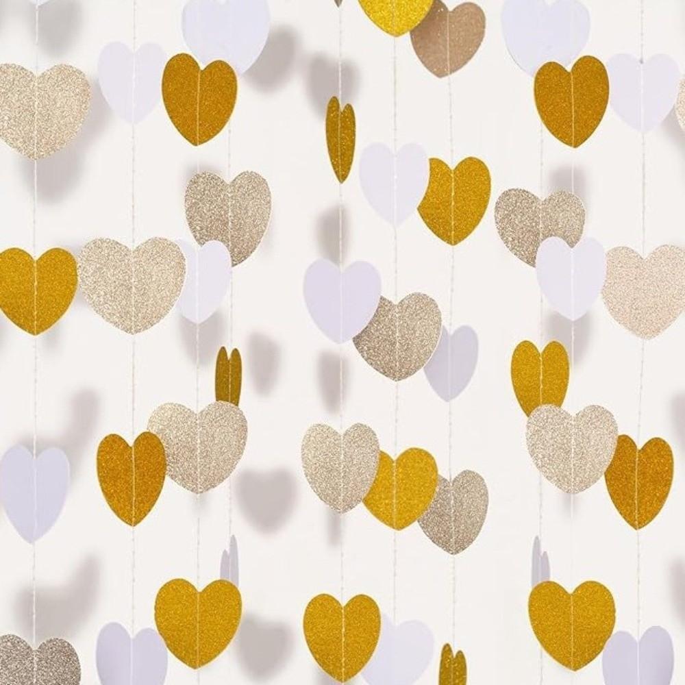 Paper Love Heart Garland Glitter Paper Banner Paper Heart Decorations Birthday Party Decor