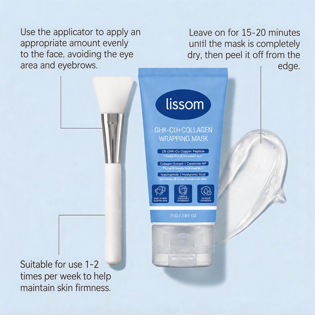 Lissom GHK-CU+Collagen Wrapping Mask with Tripeptide-1, Niacinamide, Hyaluronic Acid, 75g